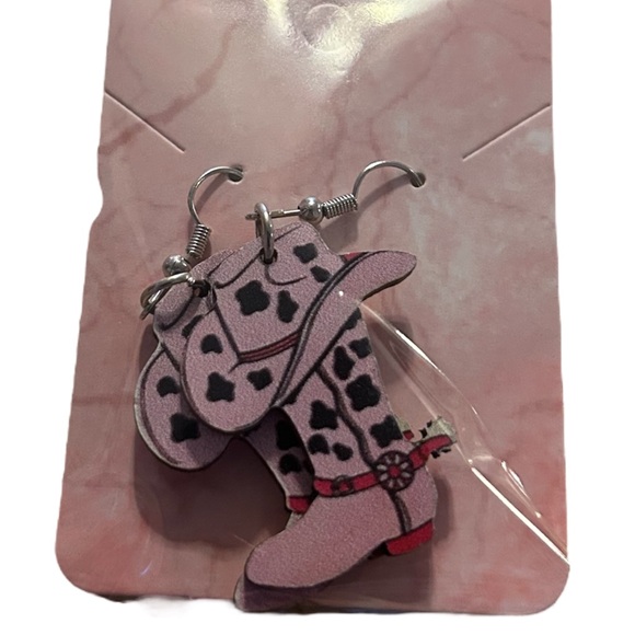 Source Unknown Pink Cowgirl Boot Earrings - Picture 1 of 1